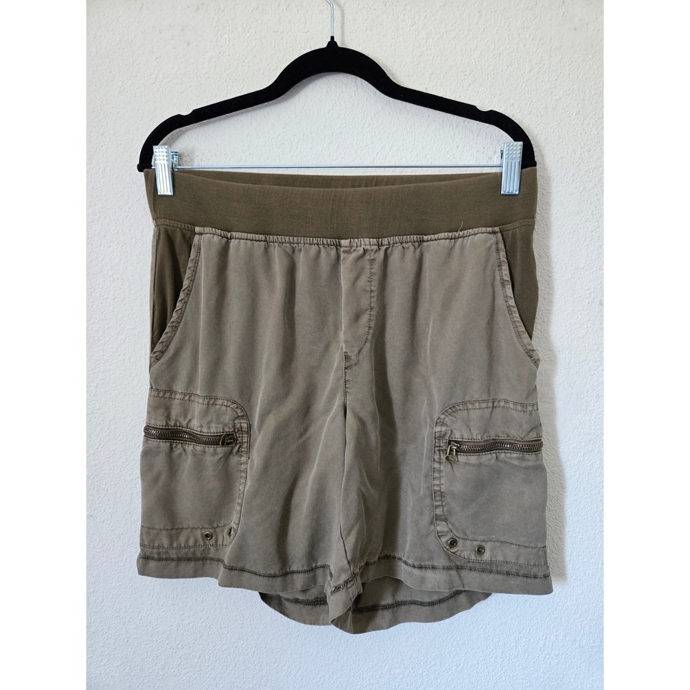 XCVI Wearables Olive Green Tencel Cargo Shorts Womens Medium Elastic Waist - Picture 8 of 8